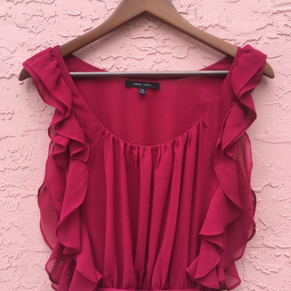 Naked Zebra Sleeveless Ruffled Lace Dress Size Medium